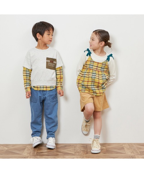 KP（ケーピー）の「チェック肩リボン付ドッキングチュニック(80～150)（チュニック・キッズ・マスタード/ブラック・150cm/140cm/130cm/120cm/110cm/100cm/90cm/80ｃｍ）」の13枚目の写真