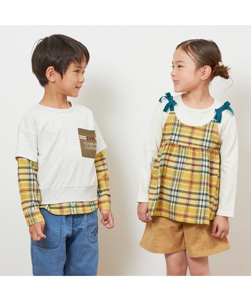 KP（ケーピー）の「チェック肩リボン付ドッキングチュニック(80～150)（チュニック・キッズ・マスタード/ブラック・150cm/140cm/130cm/120cm/110cm/100cm/90cm/80ｃｍ）」の14枚目の写真