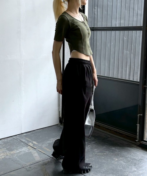 MAGPIEROBIN（マグパイロビン）の「MAGPIE ROBIN／RIB SPAN カーディガン（カーディガン/ボレロ・レディース・ブラック/ライトグレー・FREE）」の15枚目の写真