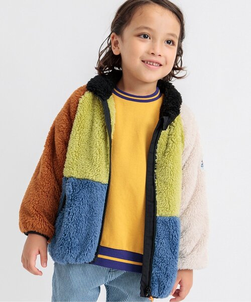 BREEZE（ブリーズ）の「【合体シリーズ】ファーフリースジャケット（ブルゾン・キッズ・パープル/ピンク/レインボー/ブラック/アイボリー/オフホワイト・90/100/110/120/130/140/150）」の6枚目の写真