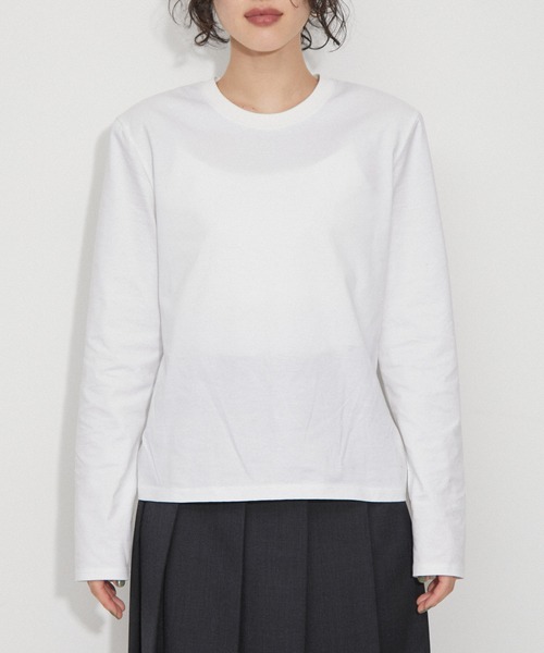 ADAM ET ROPE'（アダムエロペ）の「ショルダーパッドロンTEE（Tシャツ/カットソー・レディース・ホワイト/ブラック・FREE）」の3枚目の写真
