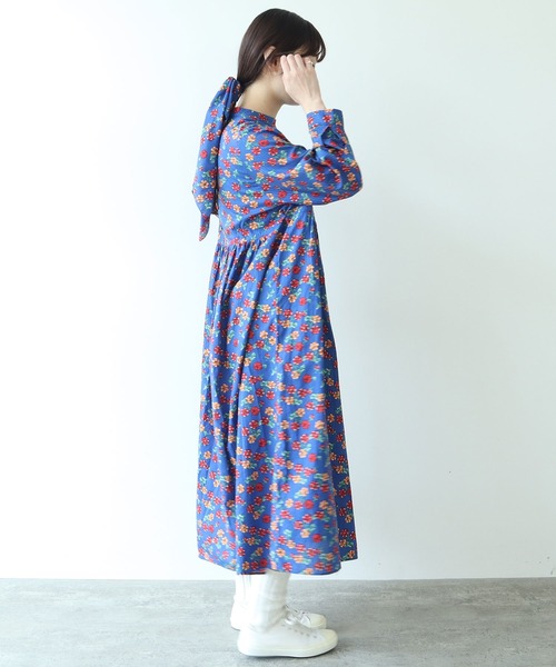bulle de savon(ビュルデサボン)の「パンジープリント ワンピース(ワンピース・レディース・ブルー/ブラック・FREE)」の17枚目の写真