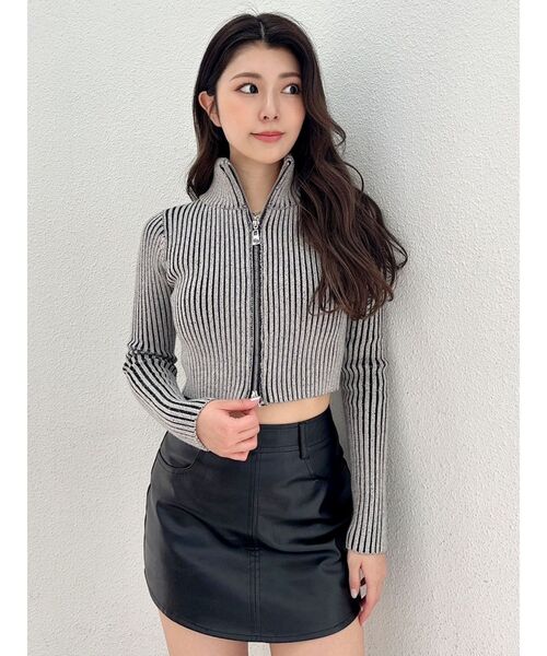 GYDA（ジェイダ）の「Ｗファスナーリブニットトップス（ニット/セーター・レディース・ブラック/その他1/オフホワイト・FREE）」の3枚目の写真