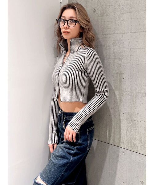 GYDA（ジェイダ）の「Ｗファスナーリブニットトップス（ニット/セーター・レディース・ブラック/その他1/オフホワイト・FREE）」の13枚目の写真