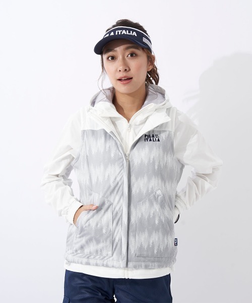 FILA GOLF（フィラゴルフ ）の「撥水中綿ベスト+フルジップパーカーセット（ブルゾン・レディース・オフホワイト/ネイビー・MEDIUM/LARGE）」の2枚目の写真