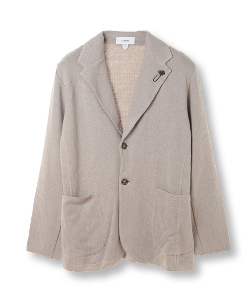 LARDINI ラルディーニ コットン ニット テーラード ジャケット S LARDINI (ラルディーニ) コットンリネン シングル ニット ジャケット