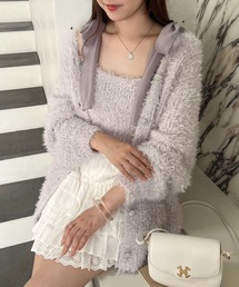 one after another NICE CLAUP | キラキラボタンチュールフェザーロングカーディガン(カーディガン/ボレロ)