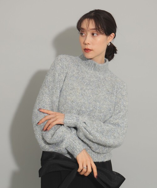 Ray BEAMS（レイビームス）の「ミックス ブークレ ハイネック ニット（ニット/セーター・レディース・サックスブルー/ピンク・ONE SIZE）」の2枚目の写真