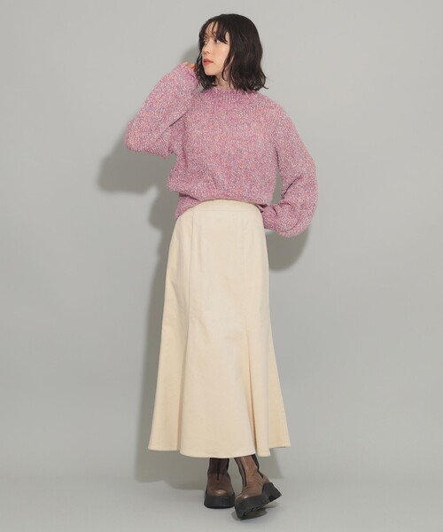 Ray BEAMS（レイビームス）の「ミックス ブークレ ハイネック ニット（ニット/セーター・レディース・サックスブルー/ピンク・ONE SIZE）」の4枚目の写真