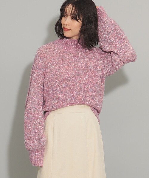 Ray BEAMS（レイビームス）の「ミックス ブークレ ハイネック ニット（ニット/セーター・レディース・サックスブルー/ピンク・ONE SIZE）」の6枚目の写真