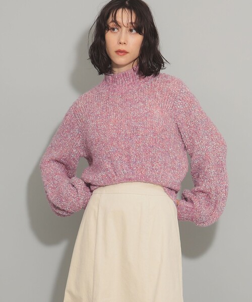 Ray BEAMS（レイビームス）の「ミックス ブークレ ハイネック ニット（ニット/セーター・レディース・サックスブルー/ピンク・ONE SIZE）」の7枚目の写真