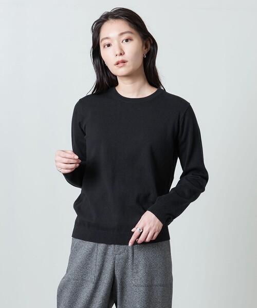 UNITED ARROWSエルボーパッチクルーネックニット黒 クルーネック