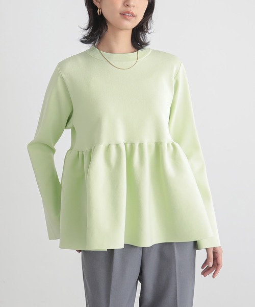 for/c（フォーシー）の「[新色追加]ペプラムニットプルオーバー【サスティナブル】（ニット/セーター・レディース・グレー/ブラック/オフホワイト/ライトグリーン/ブラウン・L/M/LL）」の6枚目の写真