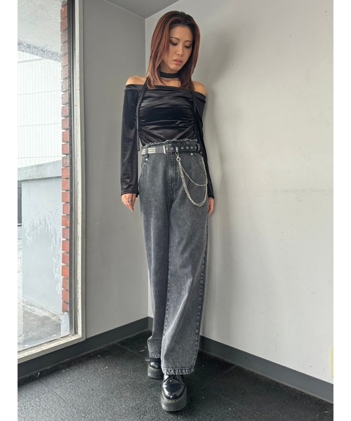 EGOIST(エゴイスト)の「ストール付オフショルベロアトップ(Tシャツ/カットソー・レディース・ライトブラウン/ブラック/カーキ・FREE)」の20枚目の写真
