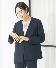 MICEL KLEIN  ミッシェルクラン　♡ ノーカラージャケット♡ ブラック MICHEL KLEIN｜ミッシェル・クランのノーカラージャケット通販