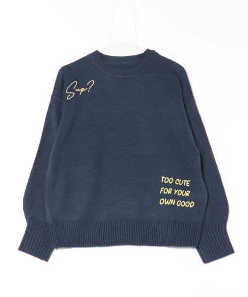 スタイルブロック STYLEBLOCK ロゴ刺繍ニットプルオーバー （チャコールグレー） スタイルブロック STYLEBLOCK ロゴ刺繍ニットプルオーバー
