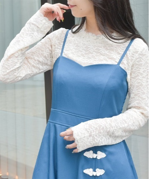 axes femme（アクシーズファム）の「ラウンドネックレースインナー（Tシャツ/カットソー・レディース・ブラック/キナリ/ラベンダー・FREE）」の2枚目の写真