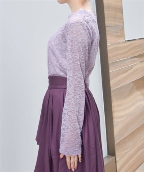 axes femme（アクシーズファム）の「ラウンドネックレースインナー（Tシャツ/カットソー・レディース・ブラック/キナリ/ラベンダー・FREE）」の10枚目の写真