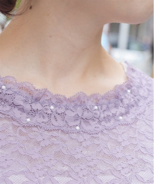 axes femme（アクシーズファム）の「ラウンドネックレースインナー（Tシャツ/カットソー・レディース・ブラック/キナリ/ラベンダー・FREE）」の8枚目の写真