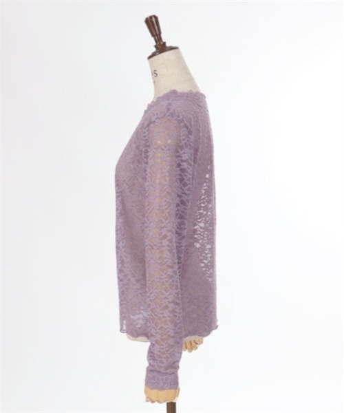 axes femme（アクシーズファム）の「ラウンドネックレースインナー（Tシャツ/カットソー・レディース・ブラック/キナリ/ラベンダー・FREE）」の6枚目の写真