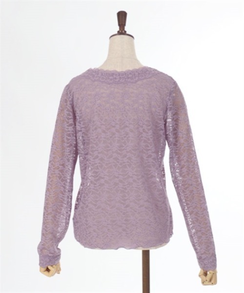 axes femme（アクシーズファム）の「ラウンドネックレースインナー（Tシャツ/カットソー・レディース・ブラック/キナリ/ラベンダー・FREE）」の5枚目の写真