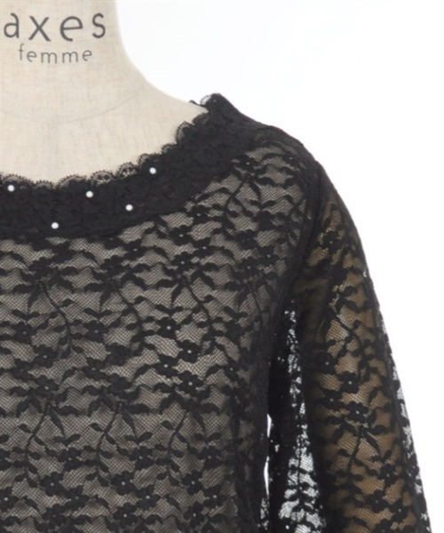 axes femme（アクシーズファム）の「ラウンドネックレースインナー（Tシャツ/カットソー・レディース・ブラック/キナリ/ラベンダー・FREE）」の22枚目の写真