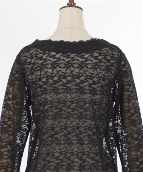 axes femme（アクシーズファム）の「ラウンドネックレースインナー（Tシャツ/カットソー・レディース・ブラック/キナリ/ラベンダー・FREE）」の21枚目の写真