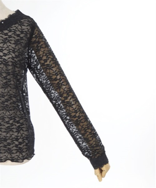 axes femme（アクシーズファム）の「ラウンドネックレースインナー（Tシャツ/カットソー・レディース・ブラック/キナリ/ラベンダー・FREE）」の19枚目の写真