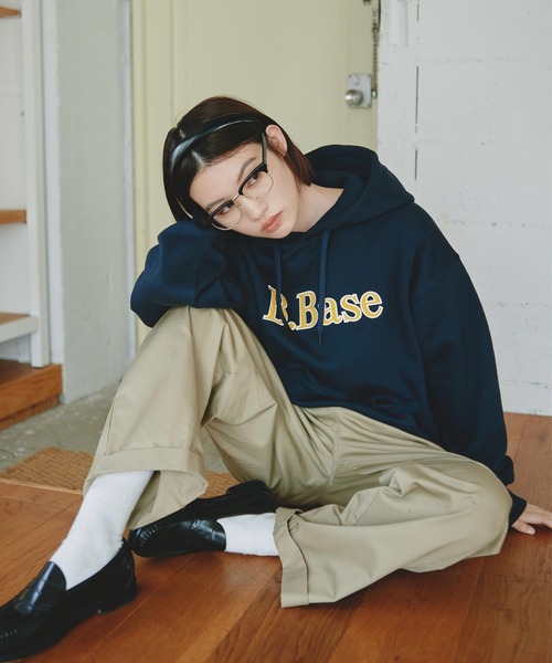 BROKEN BASE（ブロークンベース）の「B.Base 裏毛フーディ（パーカー・メンズ・レッド系/杢グレー/パープル系/ネイビー/ブラック系・SMALL/MEDIUM/LARGE/X-LARGE）」の17枚目の写真