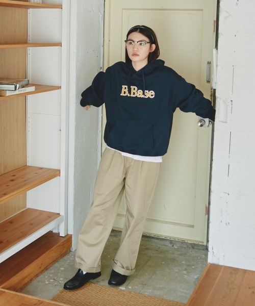 BROKEN BASE（ブロークンベース）の「B.Base 裏毛フーディ（パーカー・メンズ・レッド系/杢グレー/パープル系/ネイビー/ブラック系・SMALL/MEDIUM/LARGE/X-LARGE）」の15枚目の写真