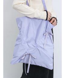 Samansa Mos2 blue | シャーリングリボントートバッグ(ハンドバッグ)