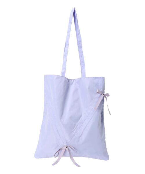 Samansa Mos2 blue（サマンサモスモスブルー）の「シャーリングリボントートバッグ（ハンドバッグ・レディース・パープル/ブラック/ライトベージュ・F）」の12枚目の写真