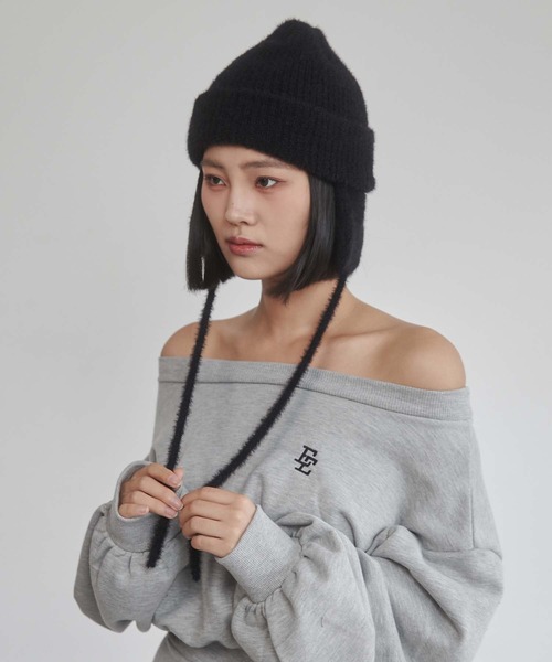 ENVYM（アンビー）の「イヤーフラップニットキャップ（ニットキャップ/ビーニー・レディース・ブラック/グレー・FREE）」の6枚目の写真