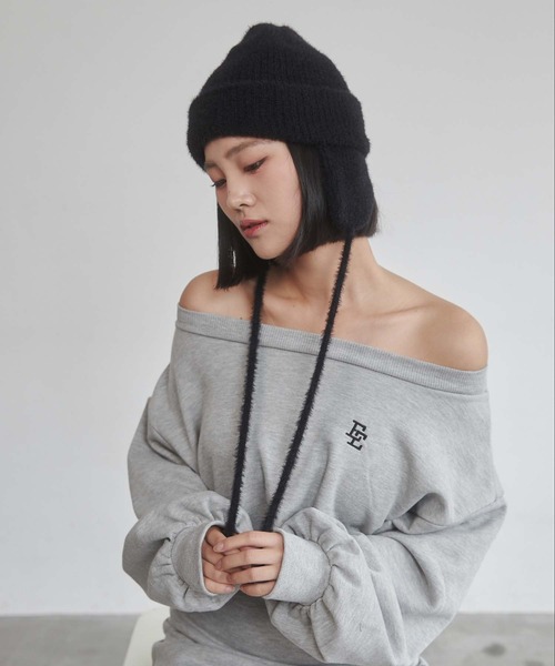 ENVYM（アンビー）の「イヤーフラップニットキャップ（ニットキャップ/ビーニー・レディース・ブラック/グレー・FREE）」の7枚目の写真