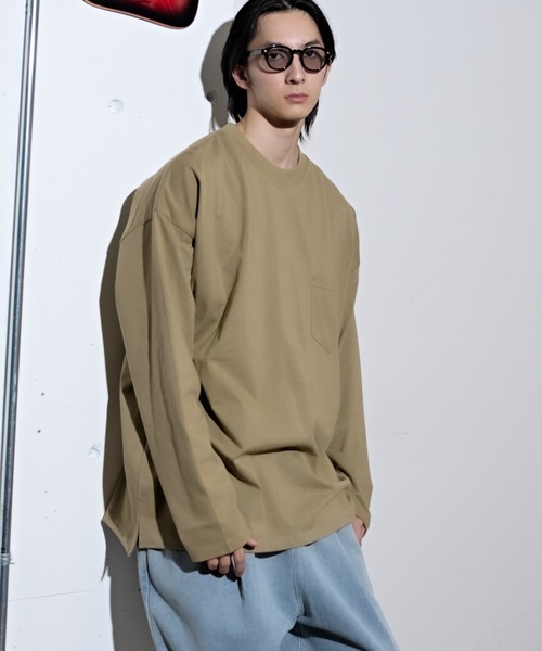 CALIFORNIA OUTFITTERS(カリフォルニア アウトフィッターズ)の「3-10B3 ポケット付 ワイド長袖Tシャツ(Tシャツ/カットソー・メンズ・ブラック/ベージュ/ホワイト/ワインレッド・M/L/XL)」の9枚目の写真