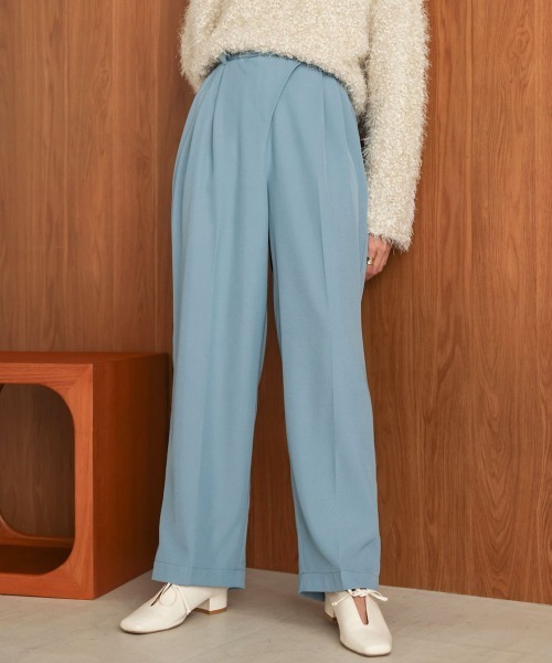 Bab（バブ）の「【S・M・Lサイズ展開】ラップ調タック入りスラックス（スラックス・レディース・ブルー/ブラック/ブラウン・S/M/L）」の3枚目の写真