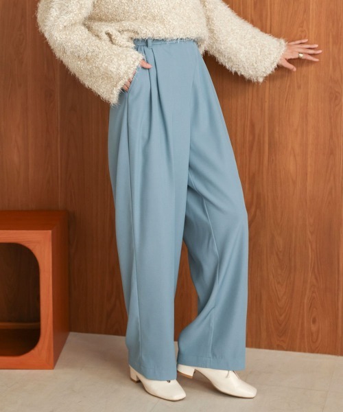 Bab（バブ）の「【S・M・Lサイズ展開】ラップ調タック入りスラックス（スラックス・レディース・ブルー/ブラック/ブラウン・S/M/L）」の19枚目の写真