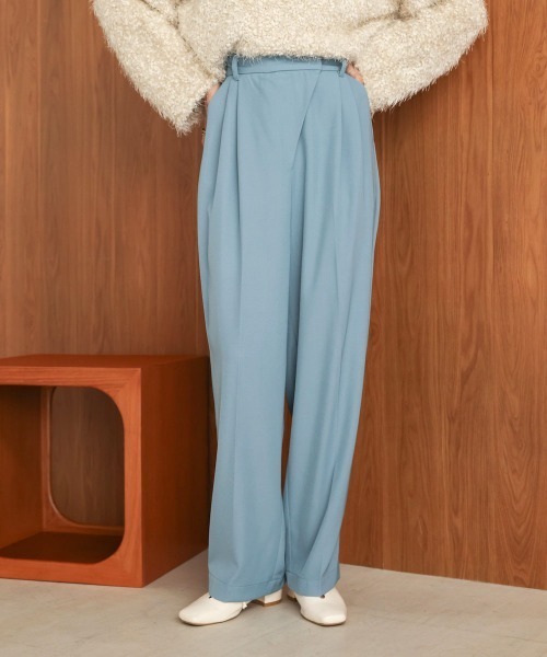 Bab（バブ）の「【S・M・Lサイズ展開】ラップ調タック入りスラックス（スラックス・レディース・ブルー/ブラック/ブラウン・S/M/L）」の21枚目の写真