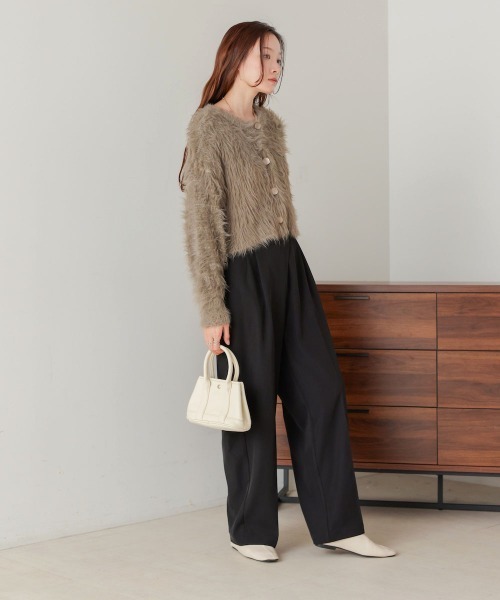 Bab（バブ）の「【S・M・Lサイズ展開】ラップ調タック入りスラックス（スラックス・レディース・ブルー/ブラック/ブラウン・S/M/L）」の6枚目の写真