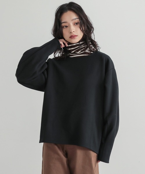 n'OrLABEL(ノアールレーベル)の「ボリュームスリーブジャカードカットソー(Tシャツ/カットソー・レディース・ブラック/杢グレー/ボルドー/チャコール・FREE)」の1枚目の写真