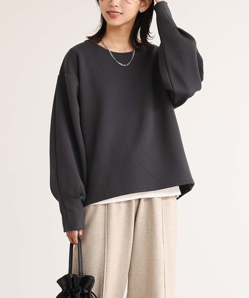 n'OrLABEL(ノアールレーベル)の「ボリュームスリーブジャカードカットソー(Tシャツ/カットソー・レディース・ブラック/杢グレー/ボルドー/チャコール・FREE)」の7枚目の写真