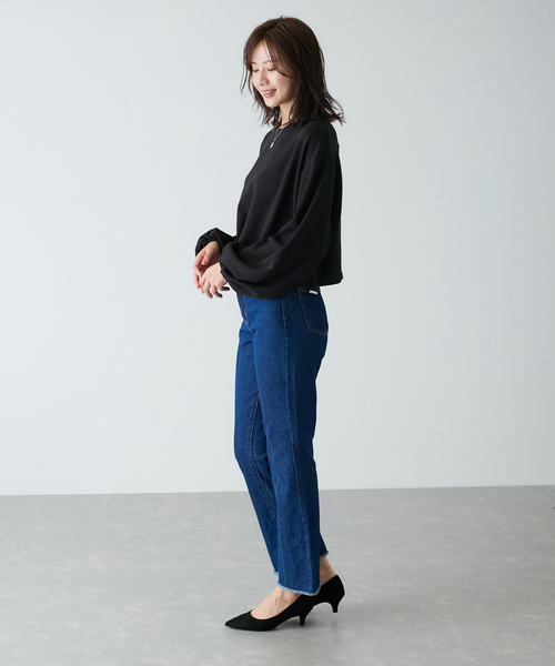 Jayro(ジャイロ)の「ダンボールニット裾ドロストプルオーバー(Tシャツ/カットソー・レディース・ブラック/チャコールグレー/ホワイト系その他・M)」の14枚目の写真
