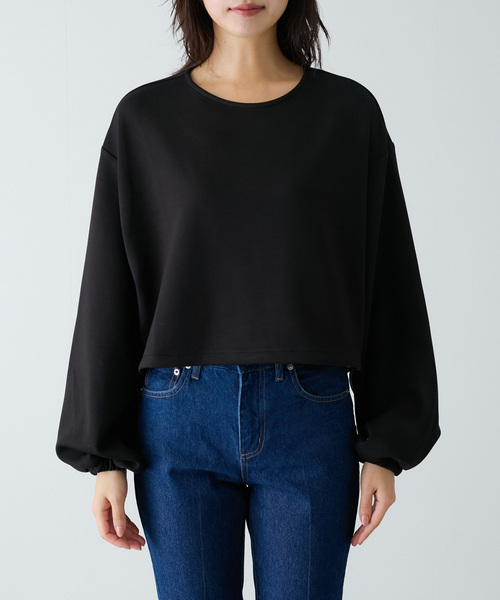 Jayro(ジャイロ)の「ダンボールニット裾ドロストプルオーバー(Tシャツ/カットソー・レディース・ブラック/チャコールグレー/ホワイト系その他・M)」の6枚目の写真