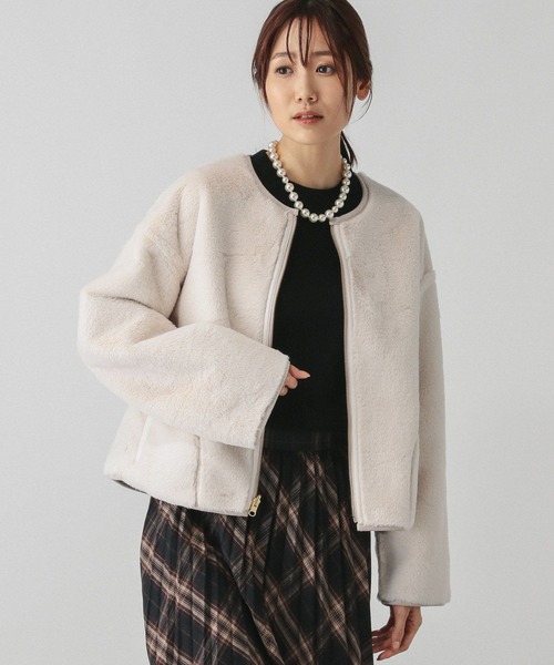 GLOBAL WORK（グローバルワーク）の「リバーシブルフェイクムートンブルゾン/115437（ブルゾン・レディース・モカ/アイボリー/ライトグレー・LARGE/MEDIUM）」の2枚目の写真