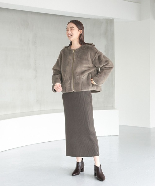 GLOBAL WORK（グローバルワーク）の「リバーシブルフェイクムートンブルゾン/115437（ブルゾン・レディース・モカ/アイボリー/ライトグレー・LARGE/MEDIUM）」の5枚目の写真