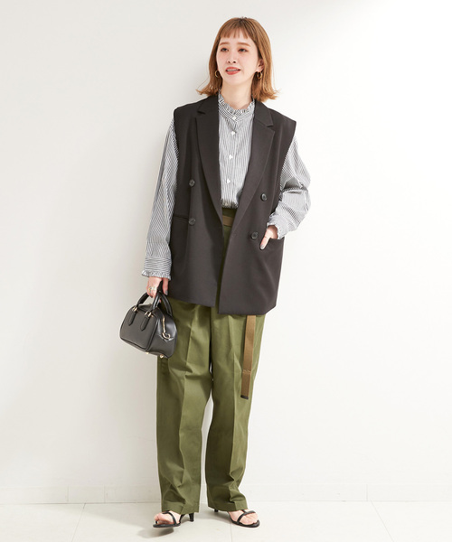 B.C STOCK（ベーセーストック）の「《追加》【WEB限定】スタンドフリルブラウス（シャツ/ブラウス・レディース・ブラック系その他/ネイビー・FREE）」の12枚目の写真