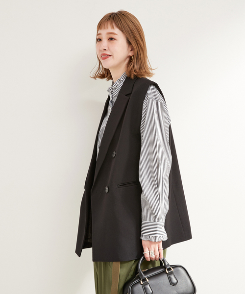 B.C STOCK（ベーセーストック）の「《追加》【WEB限定】スタンドフリルブラウス（シャツ/ブラウス・レディース・ブラック系その他/ネイビー・FREE）」の17枚目の写真