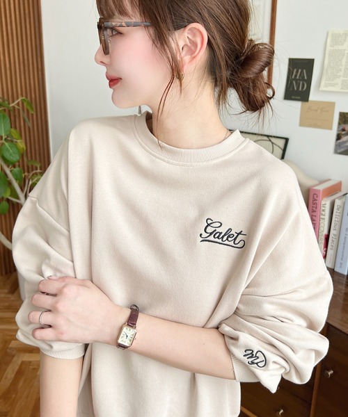 セール】裏毛ロゴ刺繍スウェットプルオーバー（スウェット）｜moment+