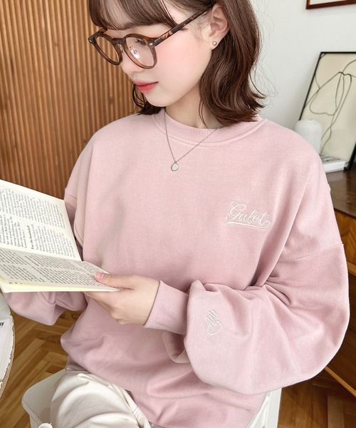 moment+（モーメントプラス）の「裏毛ロゴ刺繍スウェットプルオーバー（スウェット・レディース・ピンク/ベージュ/オートミール/アイボリー/ブラック・M）」の5枚目の写真