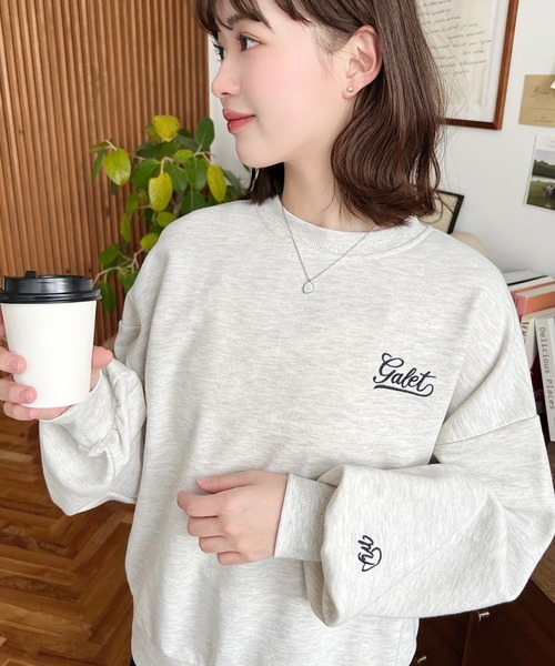 moment+（モーメントプラス）の「裏毛ロゴ刺繍スウェットプルオーバー（スウェット・レディース・ピンク/ベージュ/オートミール/アイボリー/ブラック・M）」の10枚目の写真